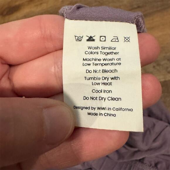 Wiwi Lavender Purple Wide-Leg Pull-on Pants Bamboo Comfort Size M Casual FLAWS - Picture 7 of 10